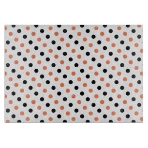 Orange & Black Halloween Polka Dot Cutting Board