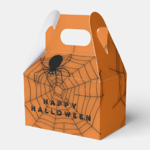 Orange & Black Halloween Spider Web Favour Box