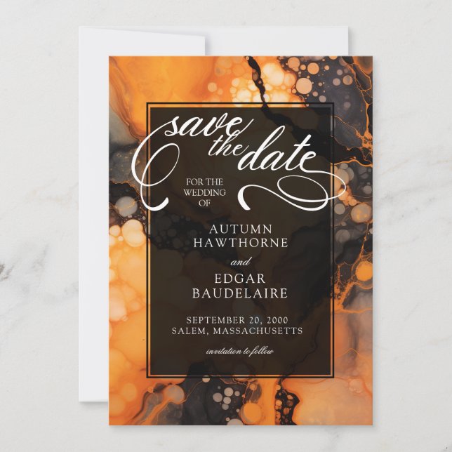 Orange Black Halloween Wedding Invitation (Front)