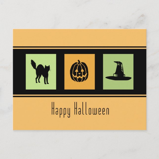 Orange Black Happy Halloween Postcards (Front)