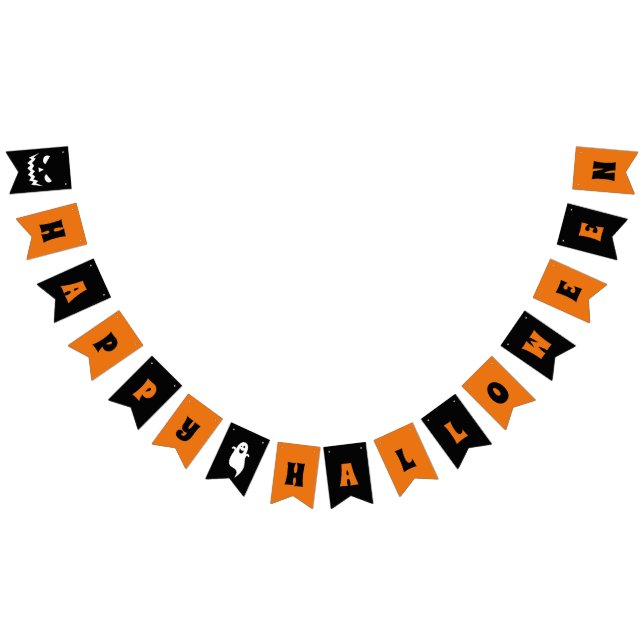 Orange Black Haunted Happy Halloween Party Bunting (All)