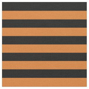 Orange Black Horizontal Stripes Half Inch Size Fabric