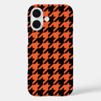 Orange Black Houndstooth Check