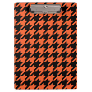 Orange Black Houndstooth Check Clipboard