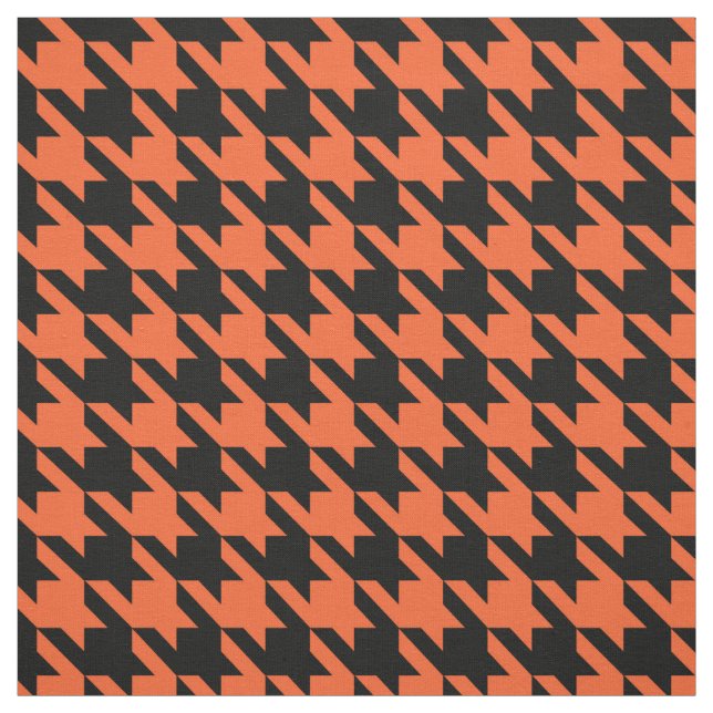 Orange Black Houndstooth Check Fabric (Swatch)