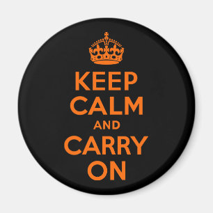 Orange Black Keep Calm and Carry On Magnet