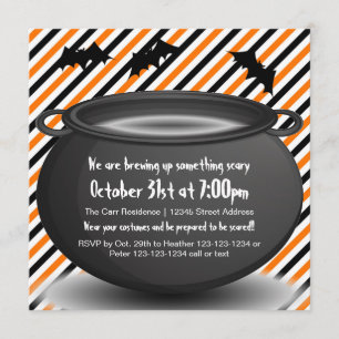 Orange/Black Kettle - Halloween Party Invitation