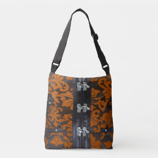 Orange Black Lace Steampunk Cross Body Tote Bag
