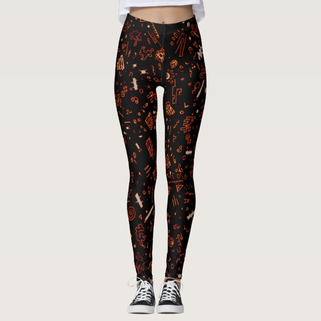  Orange Black Leggings (Front)