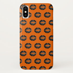 Orange Black Lips Halloween iPhone X Case