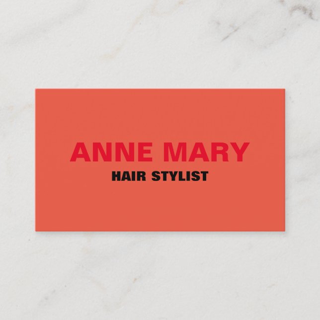 Orange Black Modern Bold Bright Hair Stylist Salon Business Card (Front)