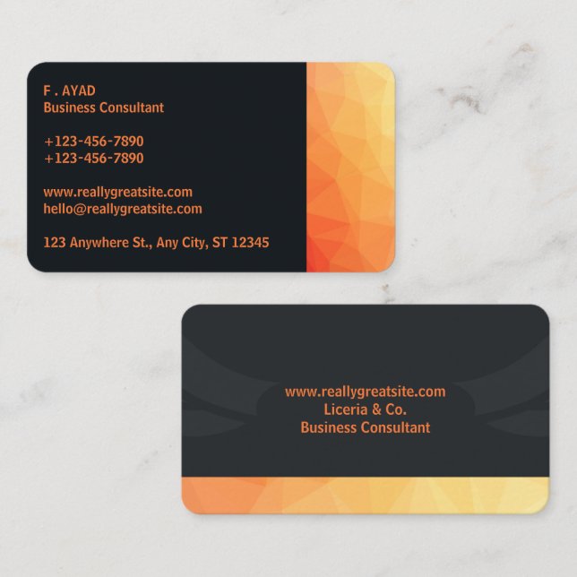 Orange & Black Modern Business Card (Front/Back)