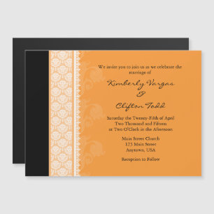 Orange Black Modern Magnetic Wedding Invitation
