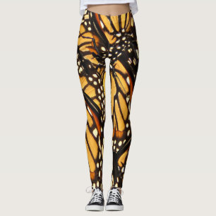 Orange Black Monarch Butterfly Abstract Leggings