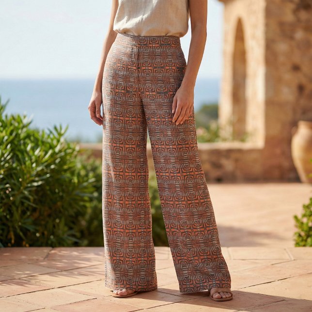 Orange & Black Mosaic Op Art Geometric Pattern Fabric (Creator Uploaded)