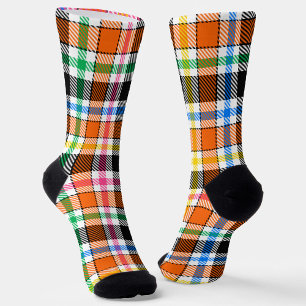 Orange Black Multicolour Flannel Plaid Tartan Socks