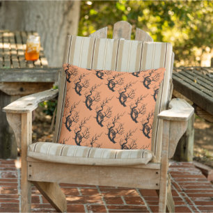 Orange & Black Owls Themed Halloween Throw Pillow