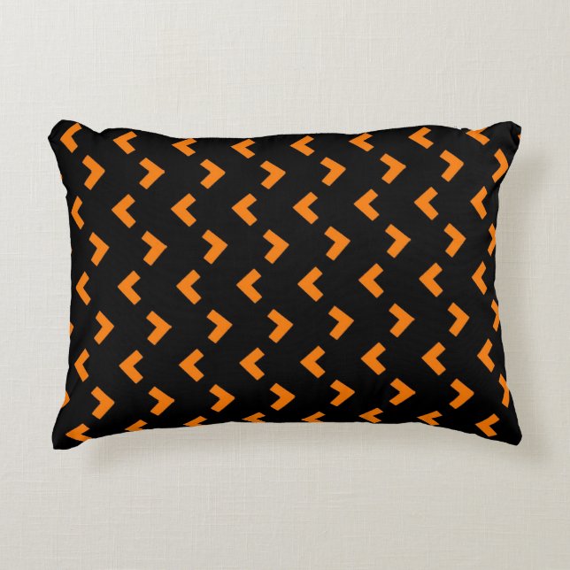 Orange black pattern accent pillow (Front)