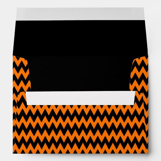 Orange Black Pattern Halloween Party Invitations Envelope (Back (Bottom))