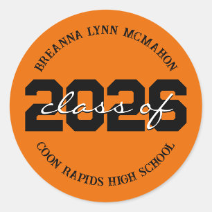 Orange & Black Personalised Graduation Stickers