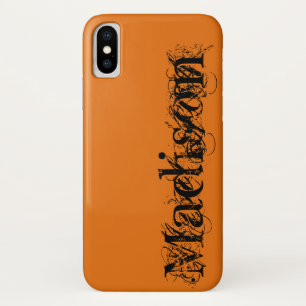 Orange Black Personalised Own Name Halloween iPhone X Case