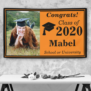 Orange Black Photo Class of 2020 Graduation Banner