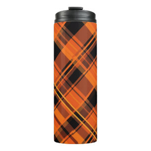 Orange Black Plaid Halloween Thermal Tumbler