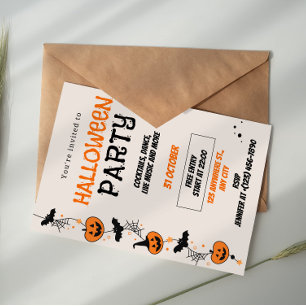 Orange Black Playful Halloween Party Invitation