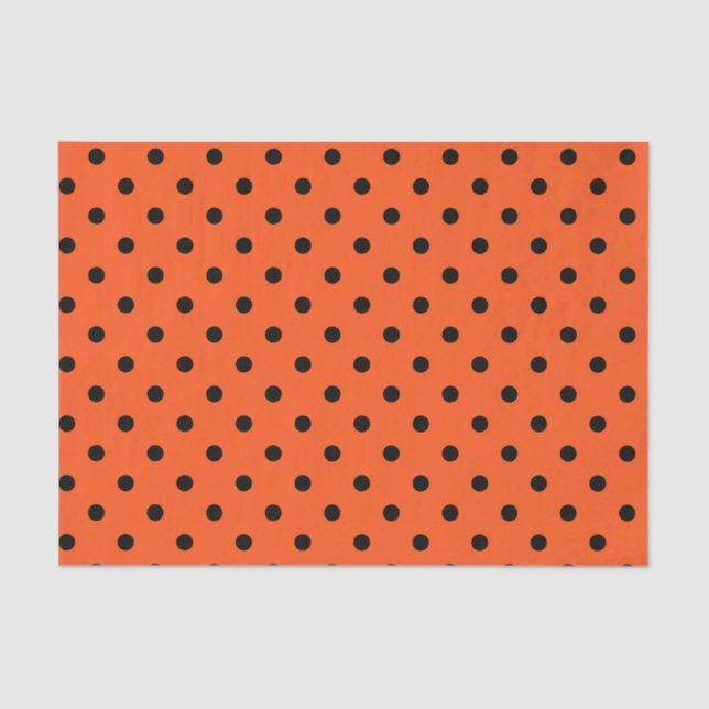 Orange & Black Polka Dots Tissue Paper (Front)