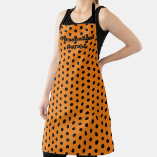 Orange Black Polkadot Halloween Colours Apron
