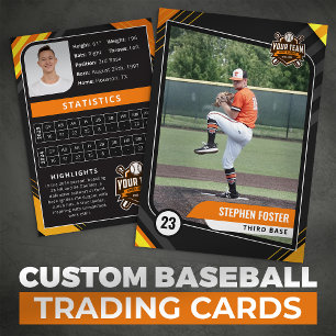 Orange & Black Pro Baseball Trading Card