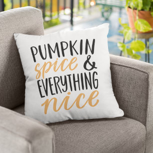 Orange & Black Pumpkin Spice Thanksgiving Quote Cushion
