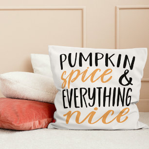 Orange & Black Pumpkin Spice Thanksgiving Quote Cushion