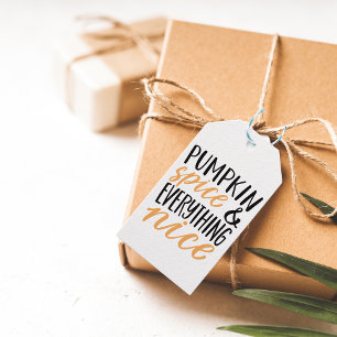 Orange & Black Pumpkin Spice Thanksgiving Quote Gift Tags