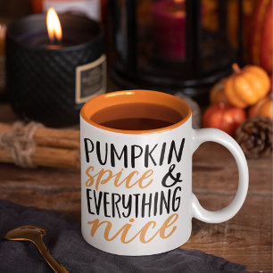 Orange & Black Pumpkin Spice Thanksgiving Quote Two-Tone Coffee Mug