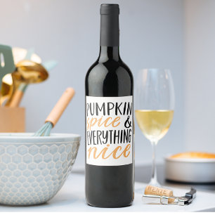 Orange & Black Pumpkin Spice Thanksgiving Quote Wine Label