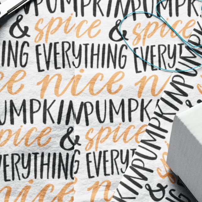 Orange & Black Pumpkin Spice Thanksgiving Quote Wrapping Paper Sheet (Creator Uploaded)