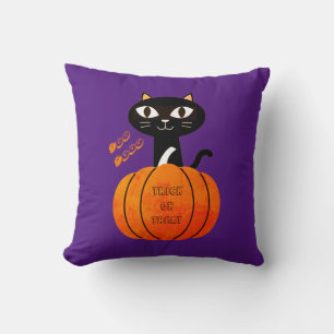 Orange Black Purple Cute Modern Halloween Pumpkin Cushion