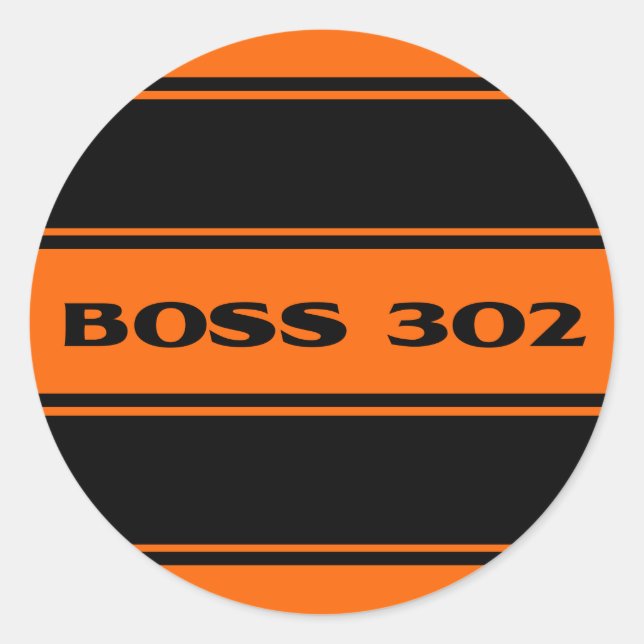 Orange Black Race Stripes Boss 302 Motor Sticker (Front)