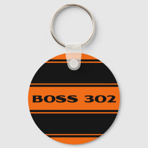 Orange Black Racing Stripes Boss 302 Keychain