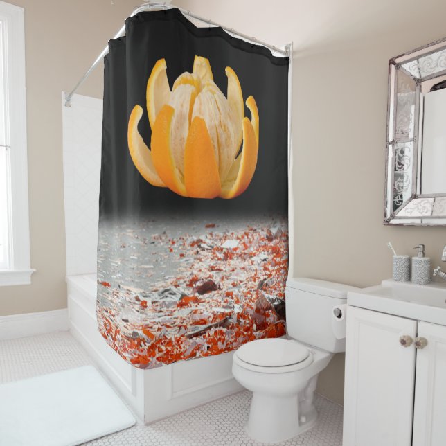 Orange Black Shower Curtain (In Situ)