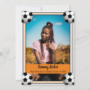 Orange & Black Soccer Graduation Announcement