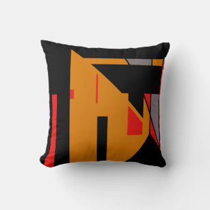 Orange Black Southwest Colours Geometric Abstract Cushion