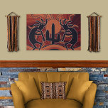 Orange Black Southwest Kokopelli Design Faux Canvas Print<br><div class="desc">Features a southwest Kokopelli design. For more southwest wall art visit the rest of my shop!</div>