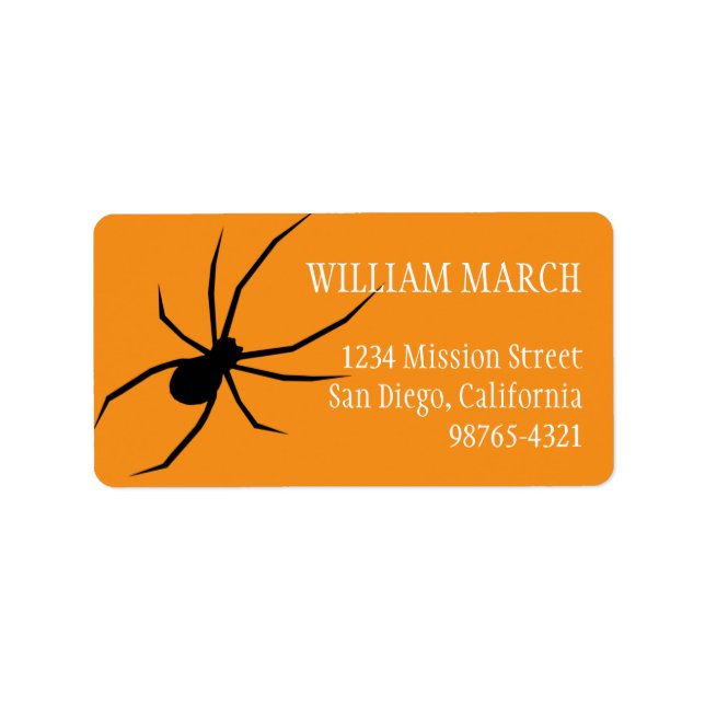 Orange black spider Halloween return address Label (Front)