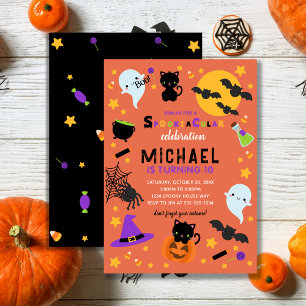 Orange Black Spooktacular Halloween Birthday Invitation