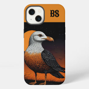 orange & black spooky halloween seagull iPhone 13 case