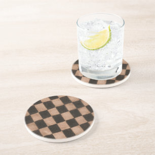 Orange Black Squares Coaster