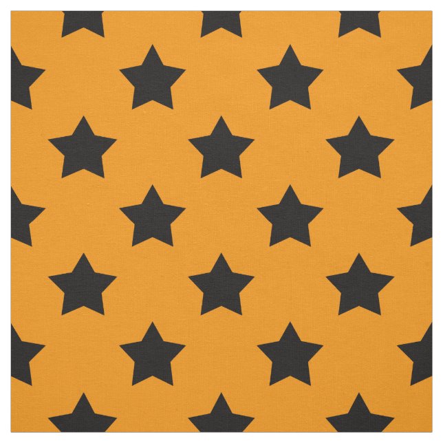 Orange Black Stars Pattern Decorative Textile Fabric (Swatch)