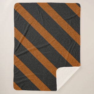 Orange & Black Stripes Glitter Sherpa Blanket